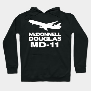 McDonnell Douglas MD-11 Silhouette Print (White) Hoodie